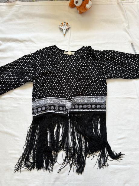 Čiernobiele kimono so strapcami, prešívané,, h&m,s