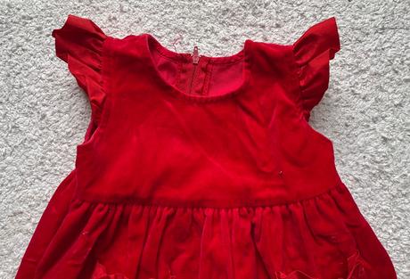 Červené zamatové šaty s vreckami, 86/92, 86