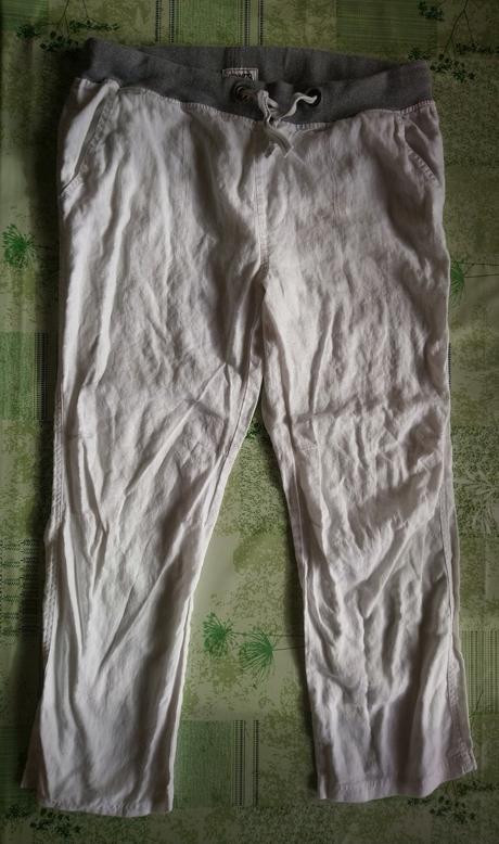 Dámske biele ľanové nohavice, denim, w40, xxl, denim,xxl