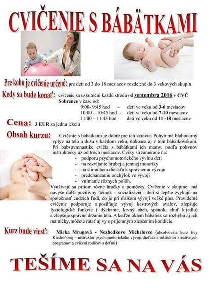 Cvičenie s bábätkami - Sobrance a okolie
