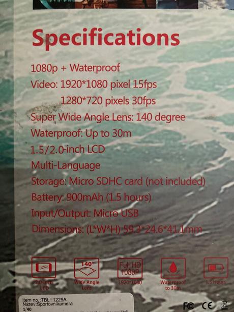 Športová kamera - nepoužívaná, 