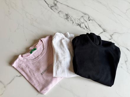 3x basic top benetton a h&m 116, h&m,116