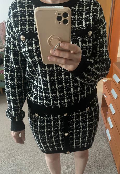 Pletený sukňový kostým  (súprava) veľ.m/38, 