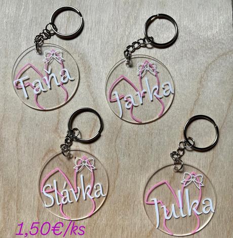 Klúčenky priehľadné, drevené, 