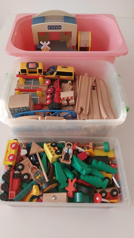 Maxi drevená vláčiková dráha s príslušenstvom,