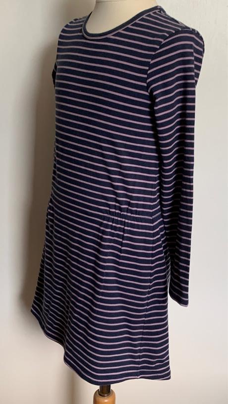 Benetton tmavomodré šaty s ružovým pruhom, benetton,152