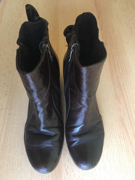 Dámske hnedé uteplené nízke čižmy na opätku, 38