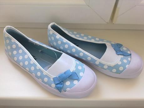 Plátené bodkované balerínky, 34