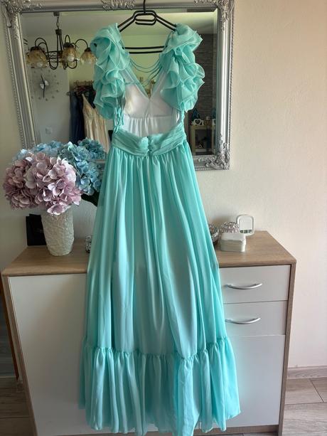 Mentolové spoločenské šaty, xs