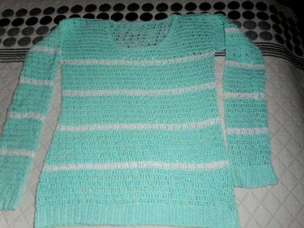 Pulóver háčkovaný- veľ. m/38-priadza, m