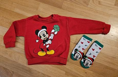Vianočná mikina mickey mouse 80 + ponožky, sinsay,80