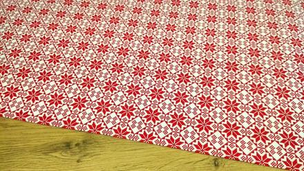 Bavlnená látka - červený vzor - cena za 10 centime, 