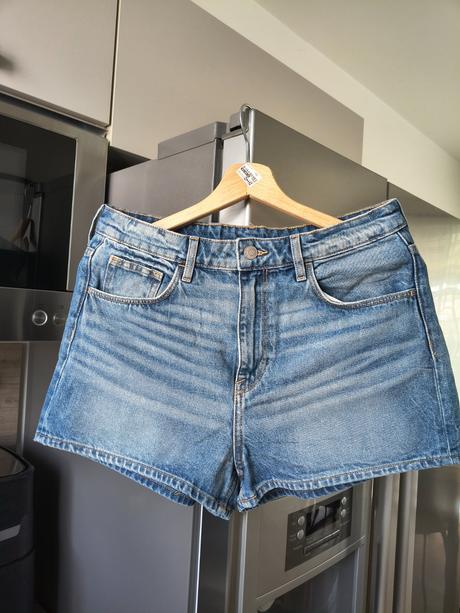 H&m riflové šortky s vysokým pásom m, h&m,m