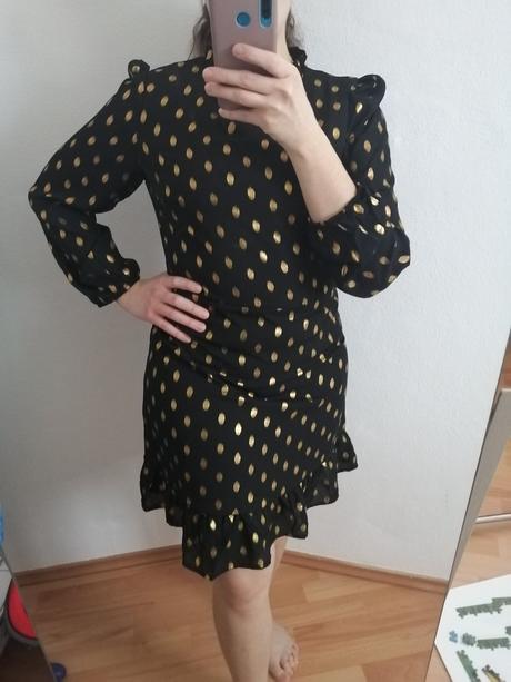 Luxusné čiernozlaté šaty s dlhým rukávom, gate,m