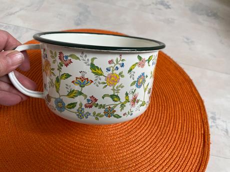 Plechový vintage smalt.hrniec, 