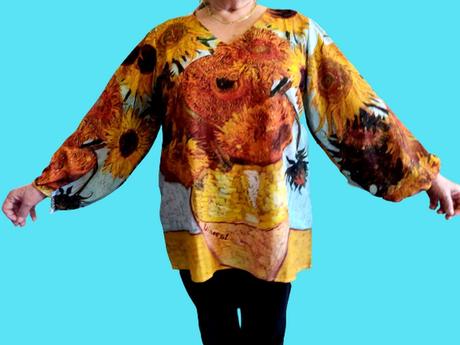 Blúzka- olejomaľba v.van gogh slnečnice -, s / xxl