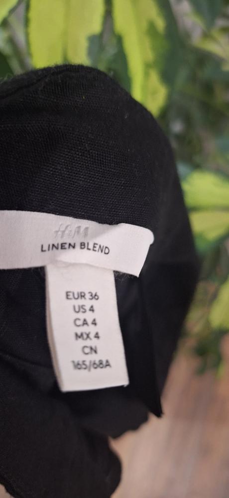 Ľanové čierne šioké nohavice h&m vel 36, h&m,36
