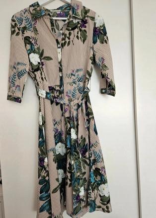 Midi, kvetované šaty - s opaskom, veľ. 36, zn. gat, gate,36