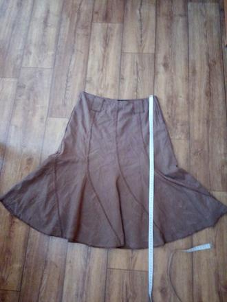 Damska hneda kvetinova sukna m, l 3/4 dlzka, l