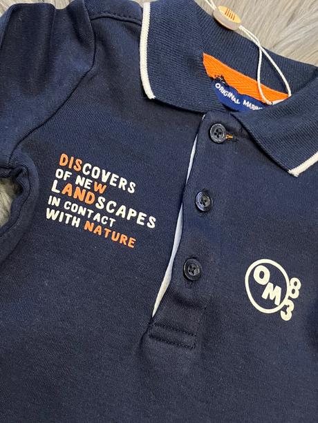 Chlapčenské body s golierom a nápisom (0-3 mes.), original marines,56