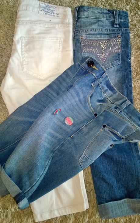 3/4 riflove kratasy denim 140/146/152/158, h&m,146