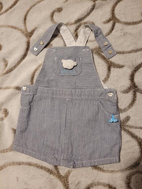 Kratasy s mackom, jemny pruzok, biela+modra, 62