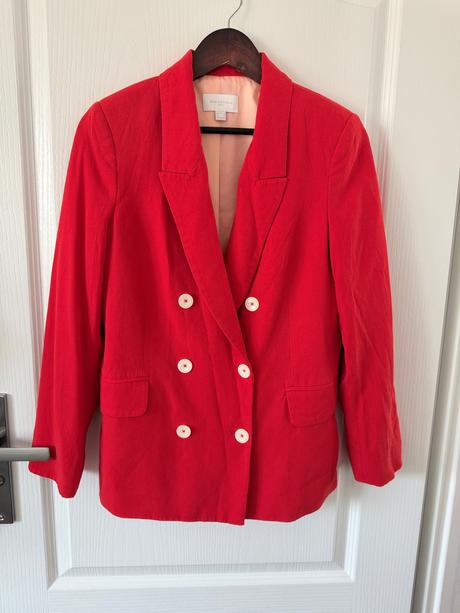 Červený dvojradový blazer springfield, m