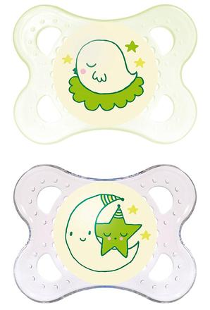 Mam silikónový nočný cumlík zelený 2 ks, 6-12m, mam