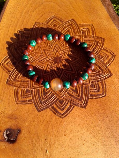 Energetický náramok malachit/achát,