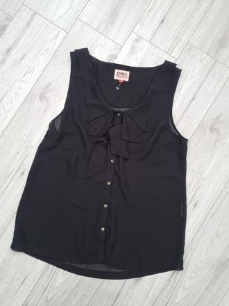 Čierna elegantná blúzka s mašľou, only,m
