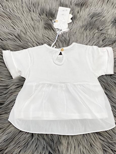 Dievčenské biele tričko s tylom overkids (62-68), 62 / 68