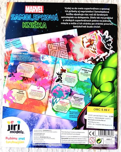 Samolepková knižka marvel, 