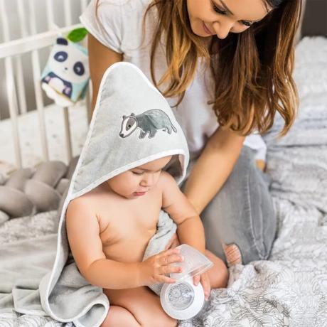 Babyono velúrová osuškana kúpanie s kapucňou76x76,