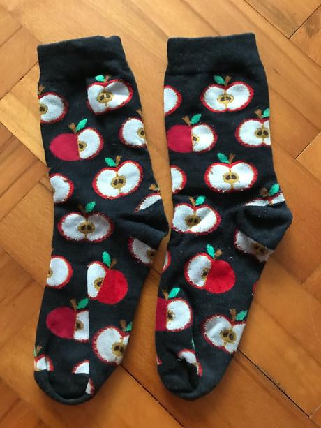 2 páry farebných ponožiek - smajlík, jablko, 38