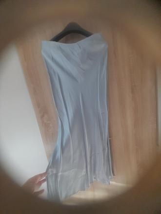 Saténová sukňa - farba steel, baby blue, sinsay,m