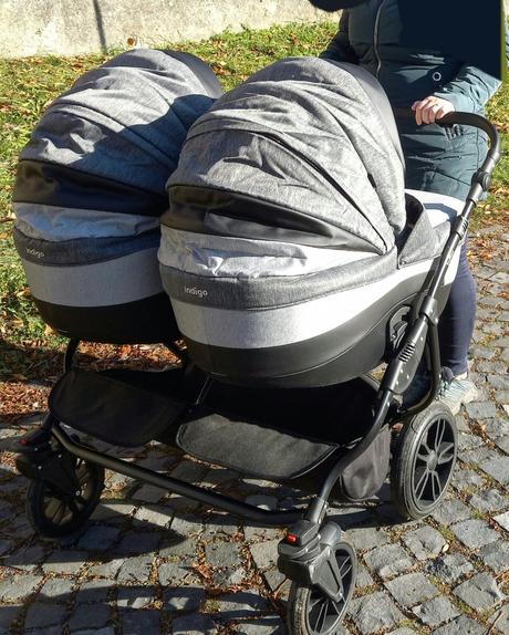 Kočík pre dvojičky indigo duo, indigo