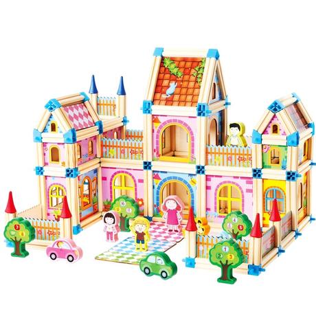 Veľký zámok drevené kocky, 