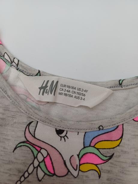 Šaty jednorožci - dlhý rukáv, h&m,98