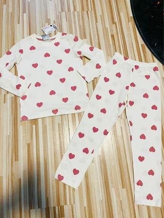 110/116 zn.h&m nové bavlnené pyžamko so srdiečkami, h&m,110 / 116