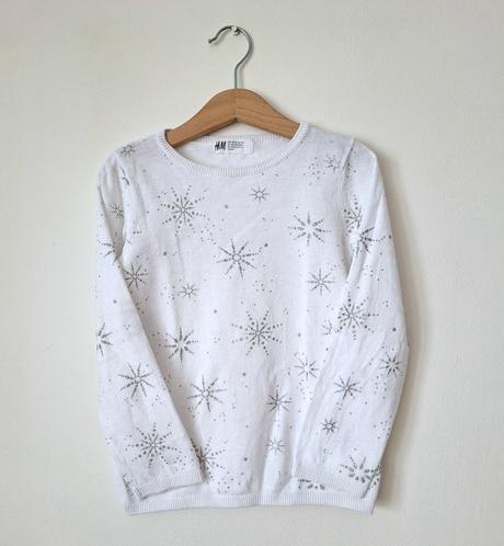Bavlnený sveter s vločkami zn. h&m, 110/116, h&m,116