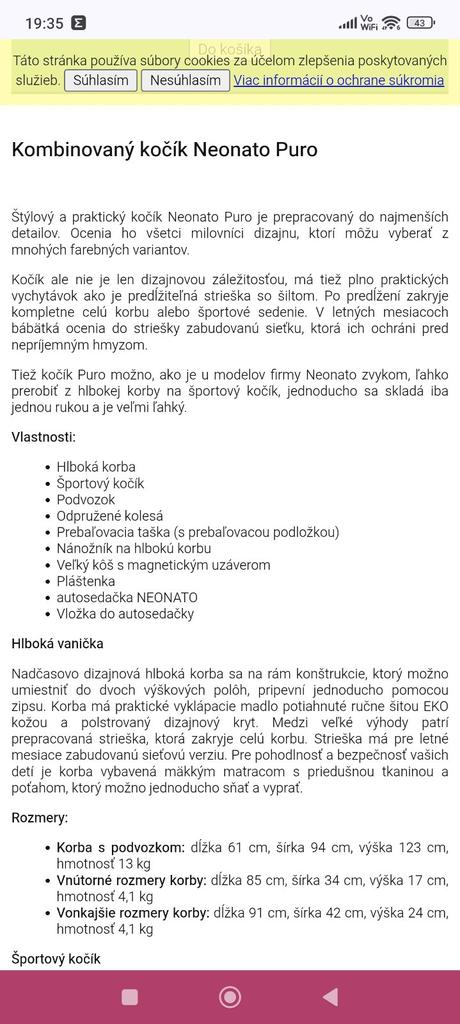 Kočík 3v1, neonato,neonato puro