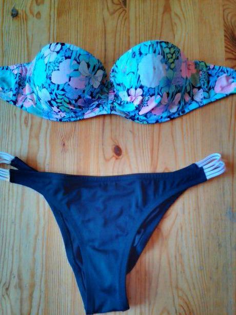Victoria's secret cierne + kvetovane bikini, victoria's secret,l