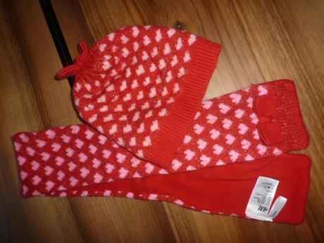 Srdiečková čiapka so šálom, h&m,110