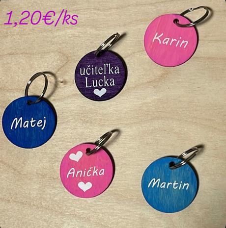 Klúčenky priehľadné, drevené, 