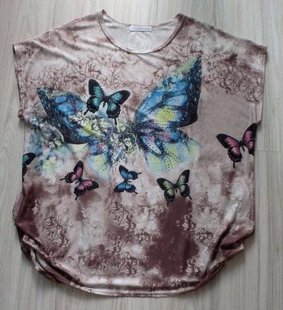 Tričko s motýľom, bledohnedé, v. xl/2xl, xl