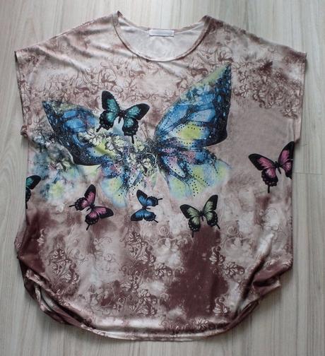 Tričko s motýľom, bledohnedé, v. xl/2xl, xl