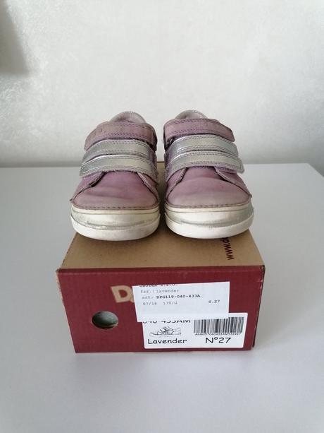 Prechodne kožene topanky svetlofialove, d.d.step,27