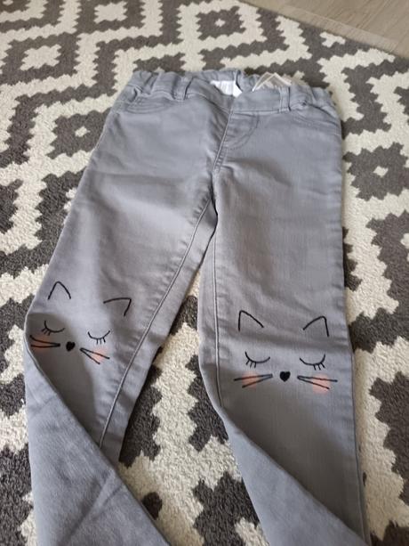 Nohavice s mačiatkami na kolienkách, h&m,116