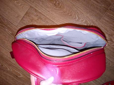 Červený ruksak veľký koženkový top stav,