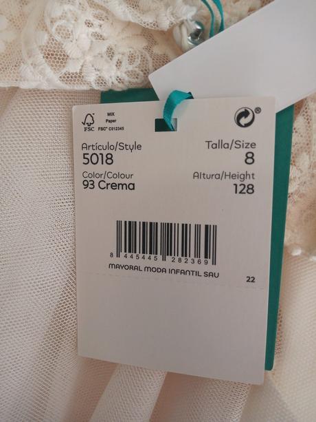 Smotanové šaty s krajkou, 128